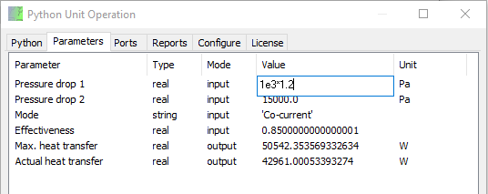Python Unit Operation editor